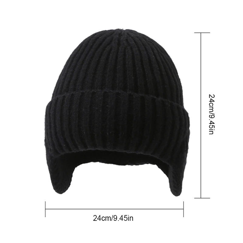 1pc nouveau unisexe hiver tricoté chapeau avec oreillette mode bonnet chapeaux pour hommes femmes en plein air classique garder au chaud casquette