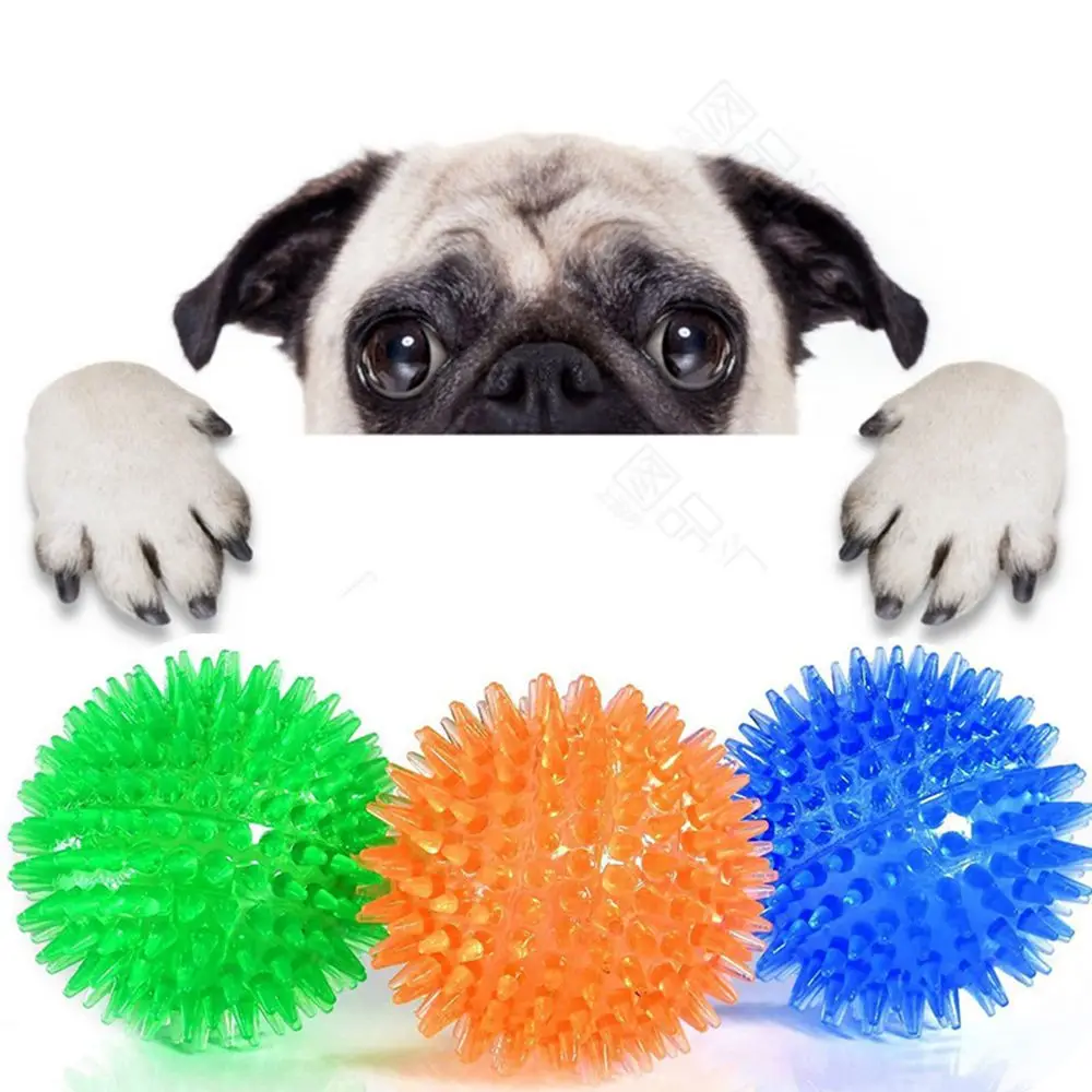 1 PCS Non-Toxic Puppy Chew Toys Simple Colorful Hedgehog Ball Creative Squeaky Spikey Balls For Golden Retriever Large Dogs