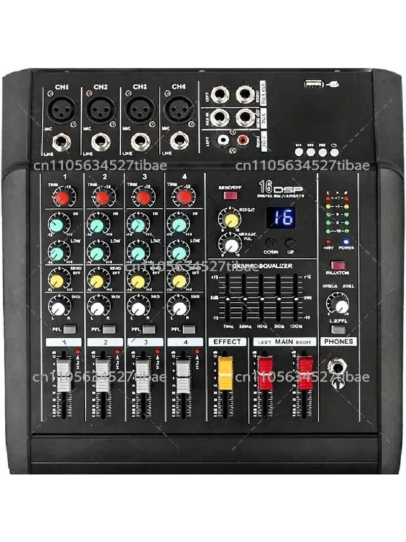 4 Channel Bluetooth Mixer with USB Reverb, 402D Audio Mixing Console for Live Sound & Recording