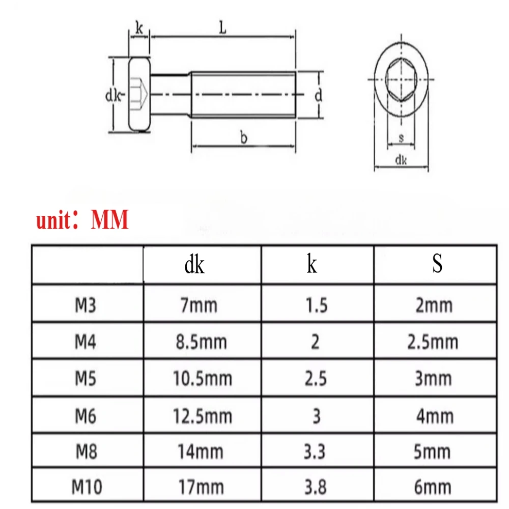 120PCS/  M3 M4  Hex Hexagon Socket Ultra Thin Flat Wafer Allen Head Screw    A2-70 304 Stainless Steel Bolt