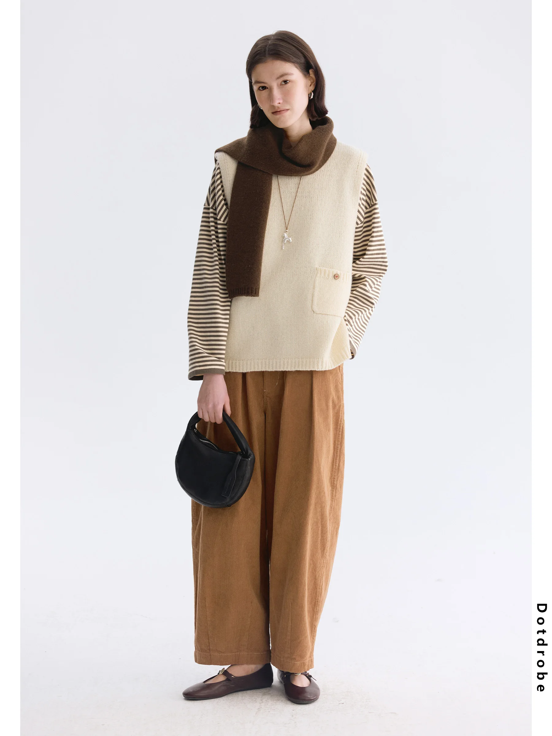 

Женский вязаный жилет из 100% шерсти для ранней весны, с круглым вырезом, в японском стиле, мягкий, средней толщины, свободного кроя