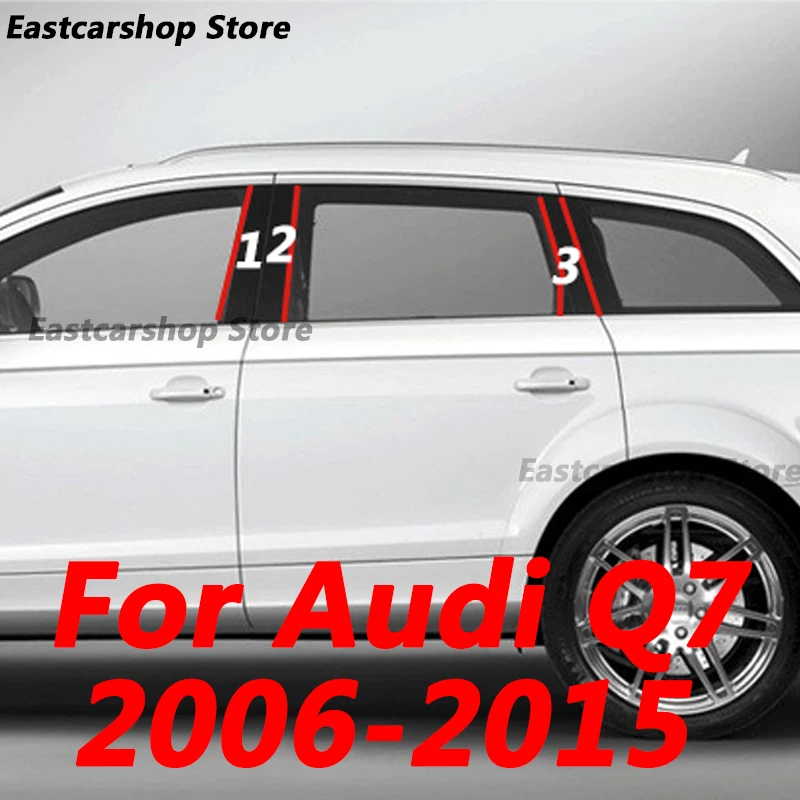 For Audi Q7 2015 2014 Car Central Middle Column PC Window Trim Decoration B C Pillar Strip Sticker Accessories 2006-2013 2012