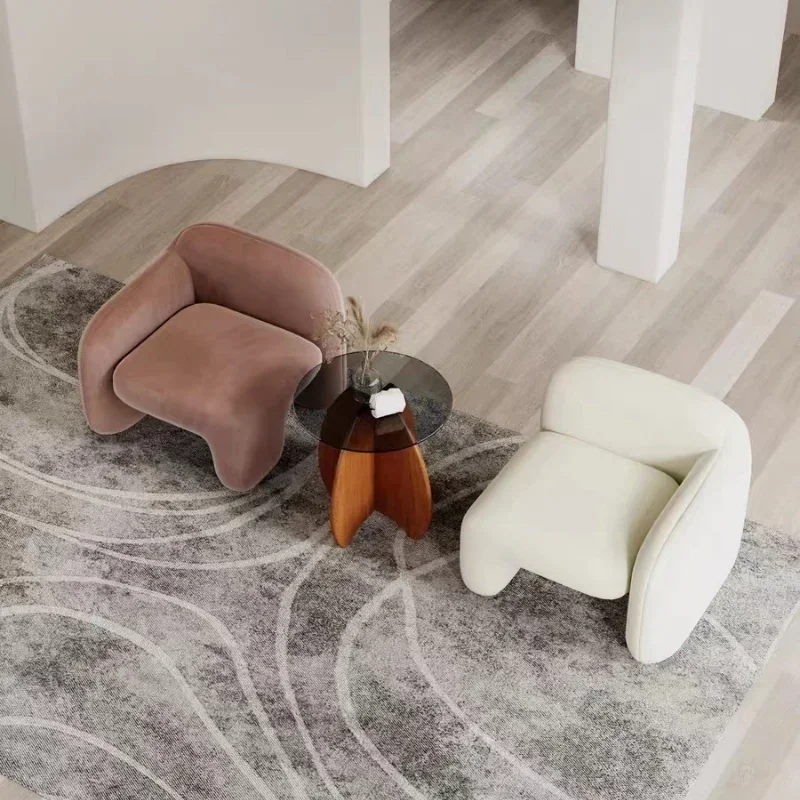 Single Light Luxury Sofa - Modern Art Design, Perfect for Living Room, Balcony & Leisure Areas, Creative Guest Chair Combination