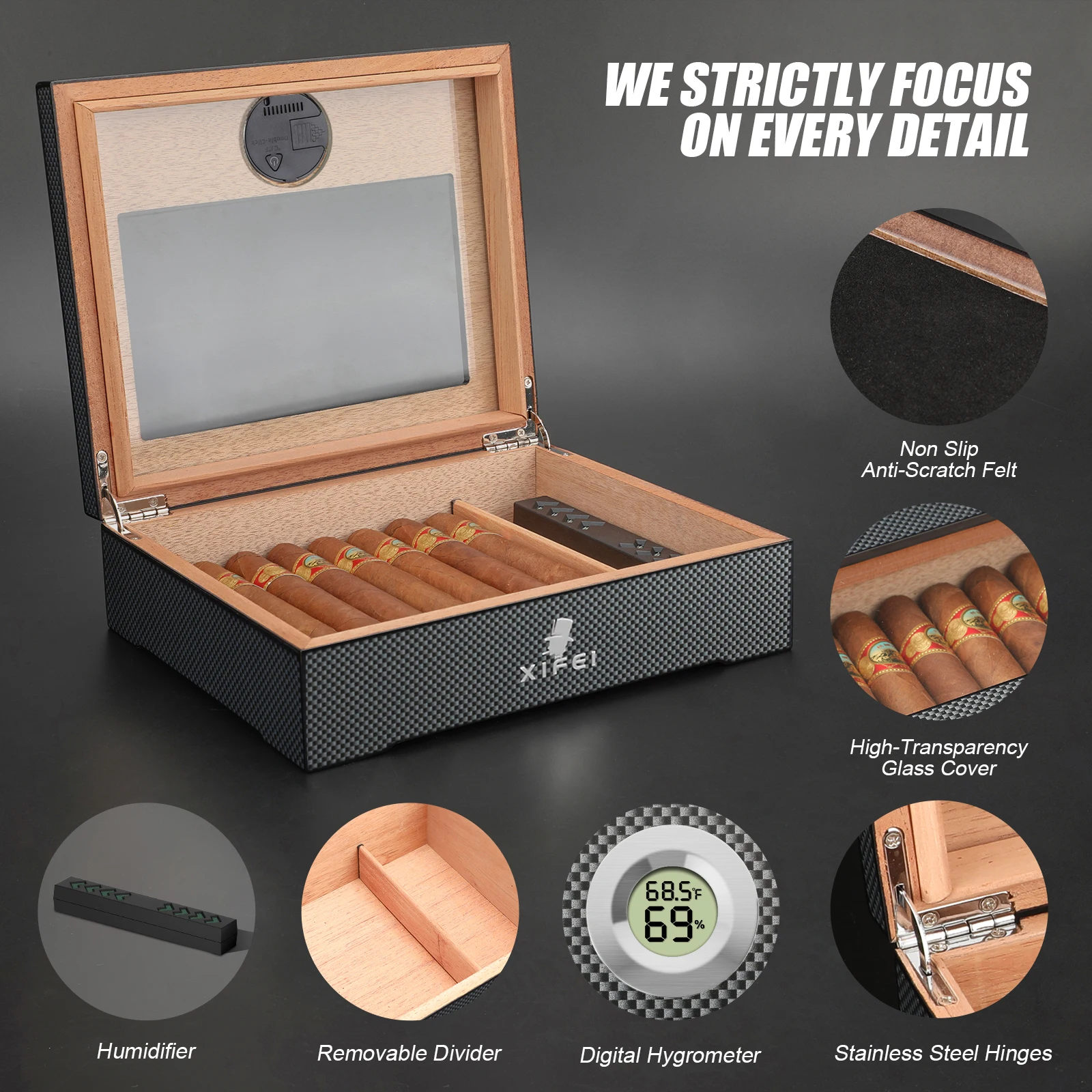 xifei-humidificateur-a-cigares-texture-superieure-en-fibre-de-carbone-avec-hygrometre-numerique-humidificateur-diviseur-doublure-en-bois-de-cedre-25-35-cigares