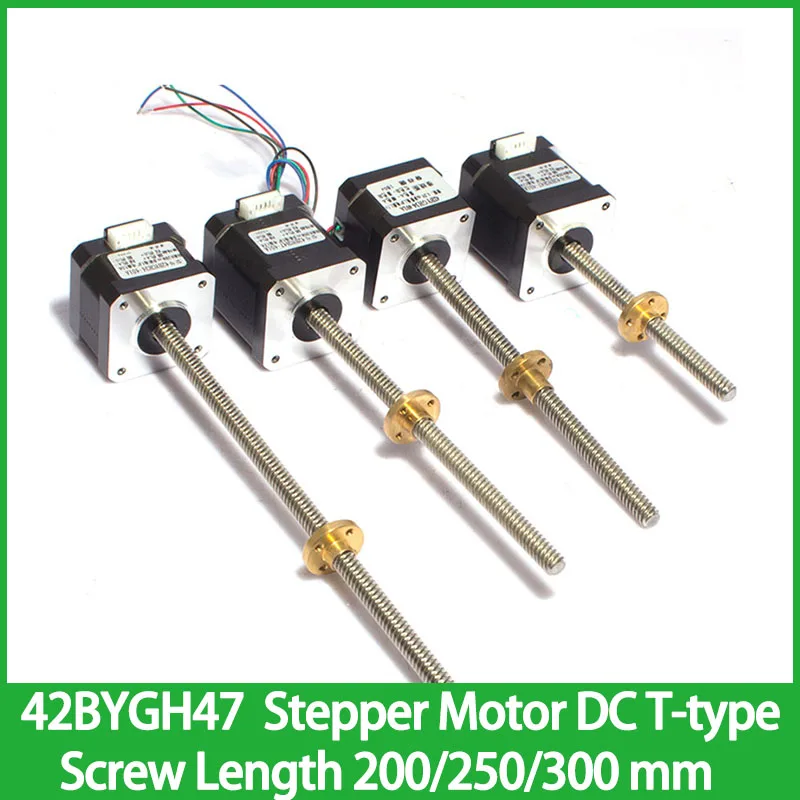 

1Pcs/ Lot 42BYGH47 T-type Linear Screw Stepping Motor DC Torque 0.55N Screw Length 200 250 300 mm CW CCW Durable Motor