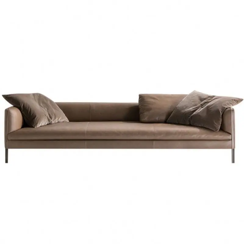 

Italian minimalist, leather sofa, small apartment, Nordic Napa cowhide, living room, leather art sofa