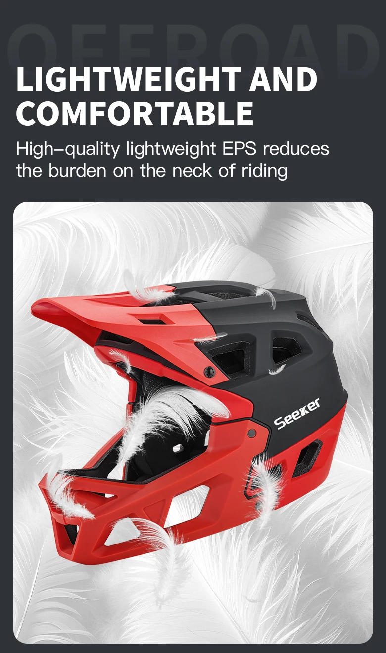Seeker Mountainbike Vollvisierhelm, Ultimatives Belüftungsdesign, Komfortabler Sitz, EPS-Polsterung, MTB Downhill Sicherheitshelm – Detail 5
