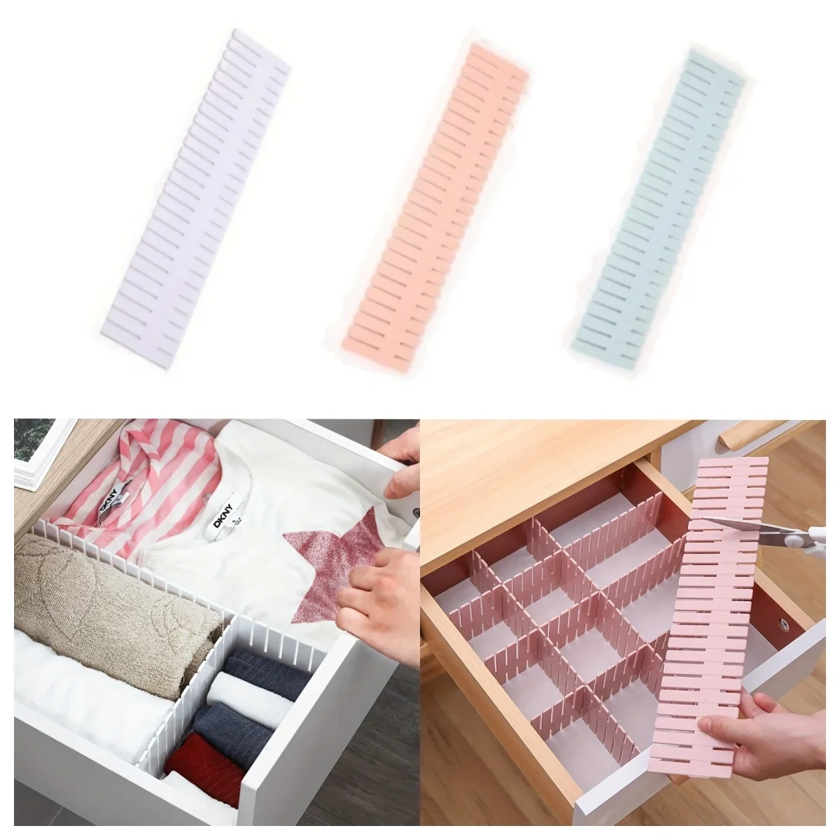 4-piece drawer storage partition board, free combination of partitions for organizing grid artifacts, DIY partition box