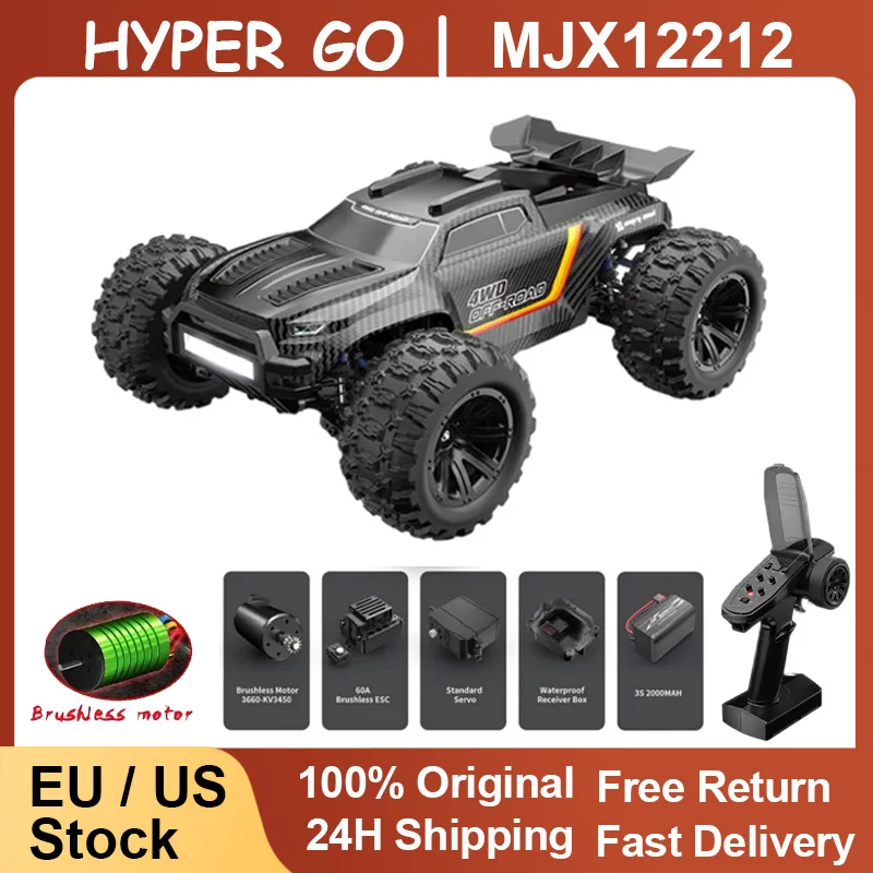 MJX 1:12 12212 Remote Control Car 58KM/H Monster Truck RC Four-Wheel Drive 3S High-Speed Brushless For Adult Toys Gift