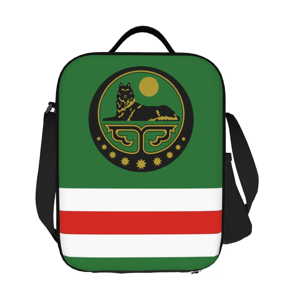 

Custom State Flag Of Chechen Republic Of Ichkeria Insulated Lunch Bags Travel Resuable Cooler Thermal Lunch Box Women Children