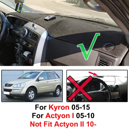 Imagen 2 del producto Para Ssangyong Kyron 2005-2015 para Actyon 2005-2010 Dashmat Dash Mat almohadilla sombreada tablero cubierta alfombra