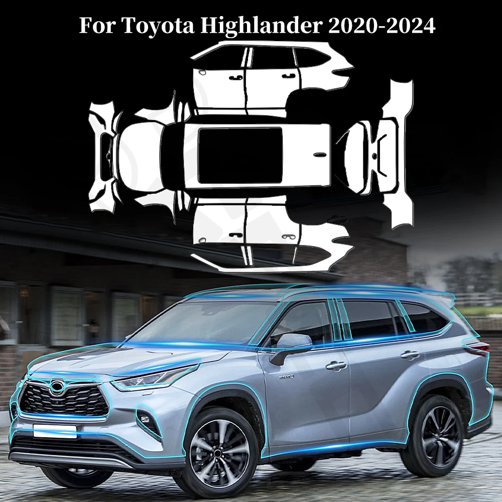 

For Toyota Highlander 2020-2024 TPU Paint Protection Film Anti-scratch Pre-cut PPF Car Body Clear Bra Resistant Car Accessories