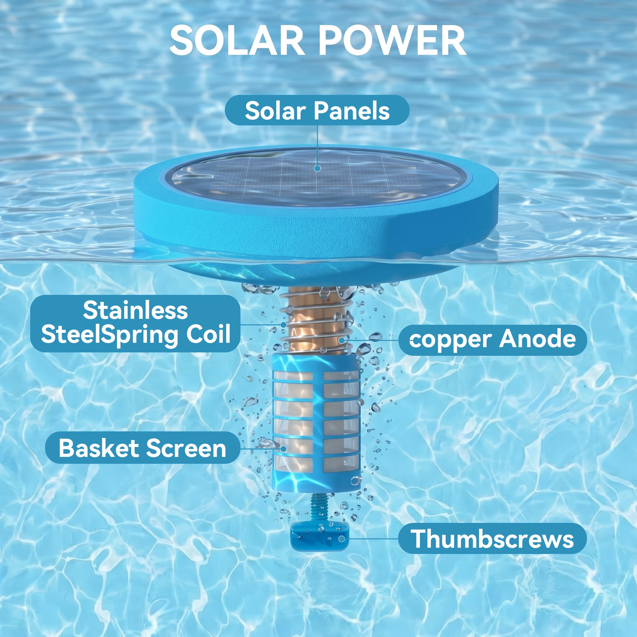 Zonne-aangedreven zwembadionis - Solar Pool Ionizer Copper Anode recensie en prijs