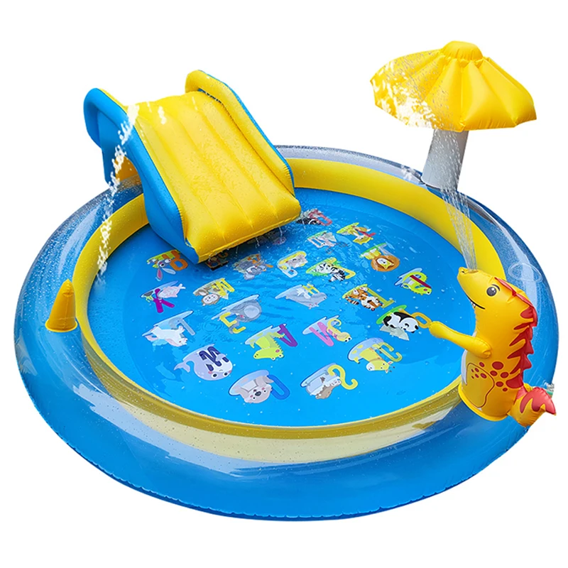 

Promotion Kids Inflatable Play Center Pool with Slide Water Park Sprinkler for Outdoor Amusement Facilities