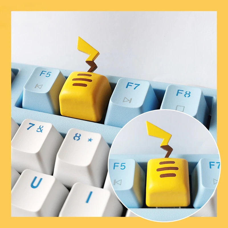 Cute Cartoon Anime Pokemon Peripheral Pikachu Personalized Resin Keycap Charizard Squirtle  Suitable for Mechanical Keyboard