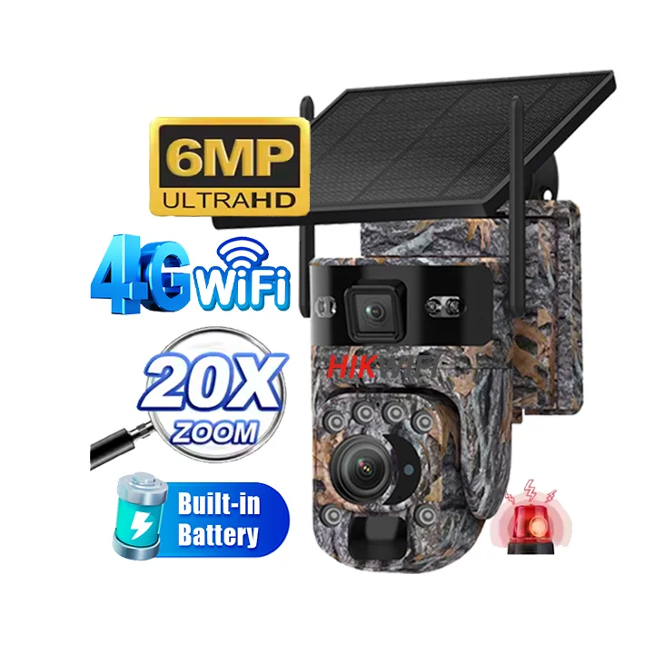 HIKWIFI 6MP Camouflage Hunting 4G WIFI Tracking Outdoor IP Network Solar Battery Hunting Solar Camera Wild Trail Game Camera