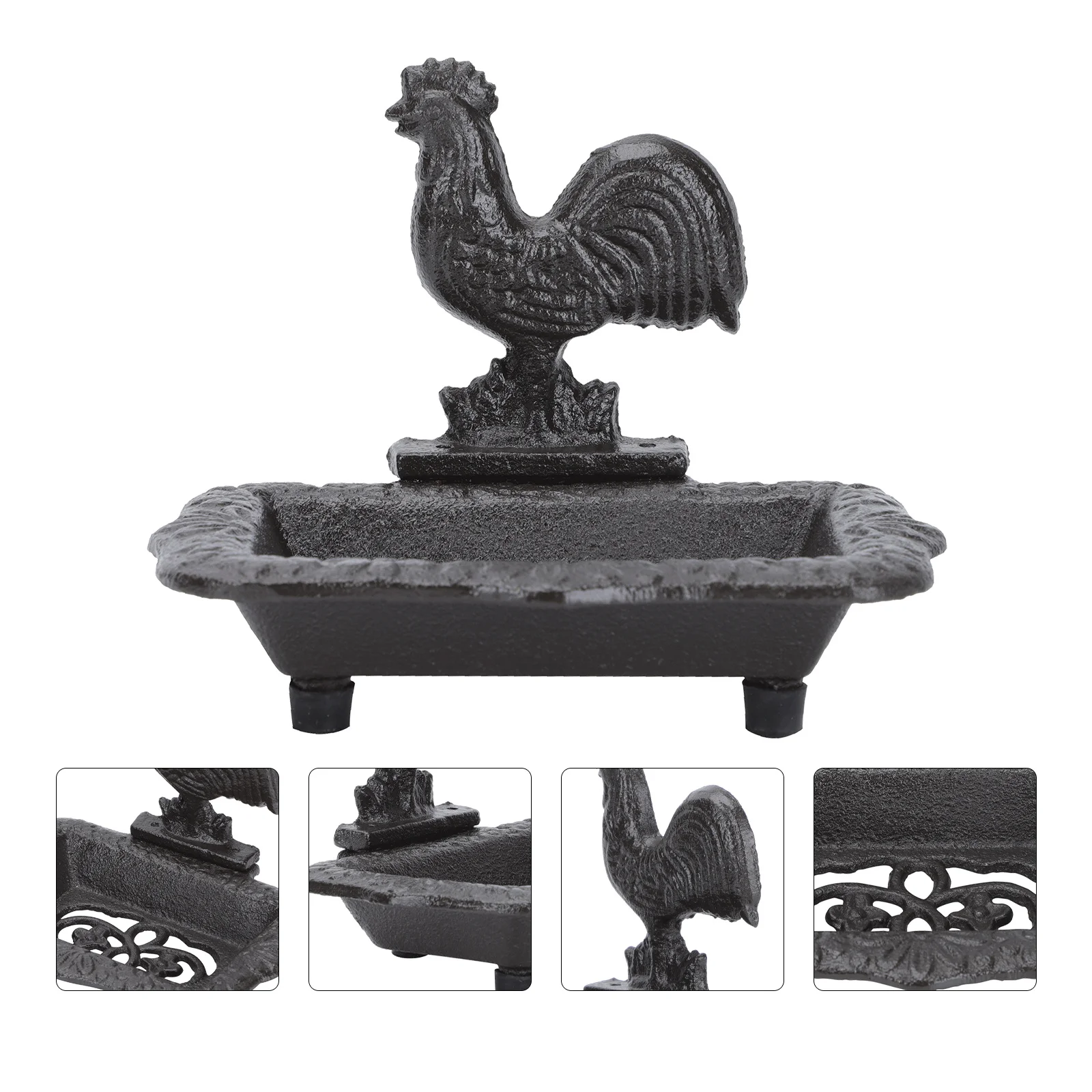 

Retro Rooster Cast Iron Soap Box Decorative Dish Hollow Bottom Moisture Resistant Sturdy Storage Holder Soap Box