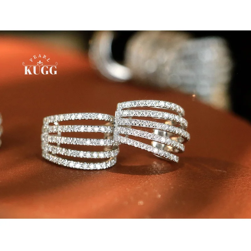 

KUGG 100% 18K White Gold Earrings Classic Design 1.16carat Real Natural Diamond Stud Earrings for Women High Party Jewelry