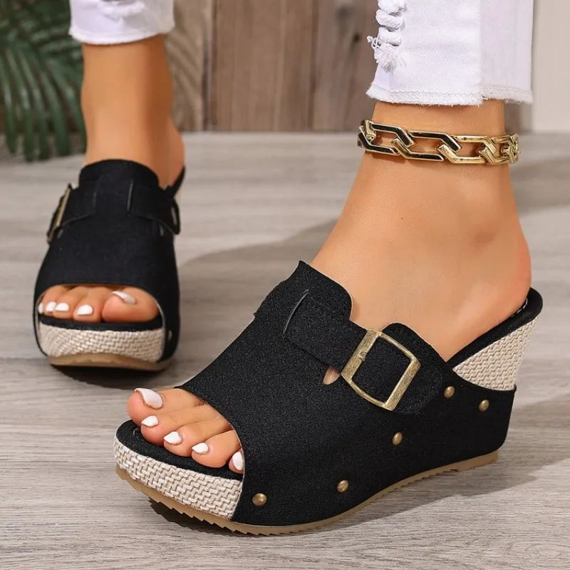 

Women Sandals Retro Peep Toe Wedges Shoes Women New Open Toe Platform Shoes Women Summer Roman Luxury Casual Designer Sandals