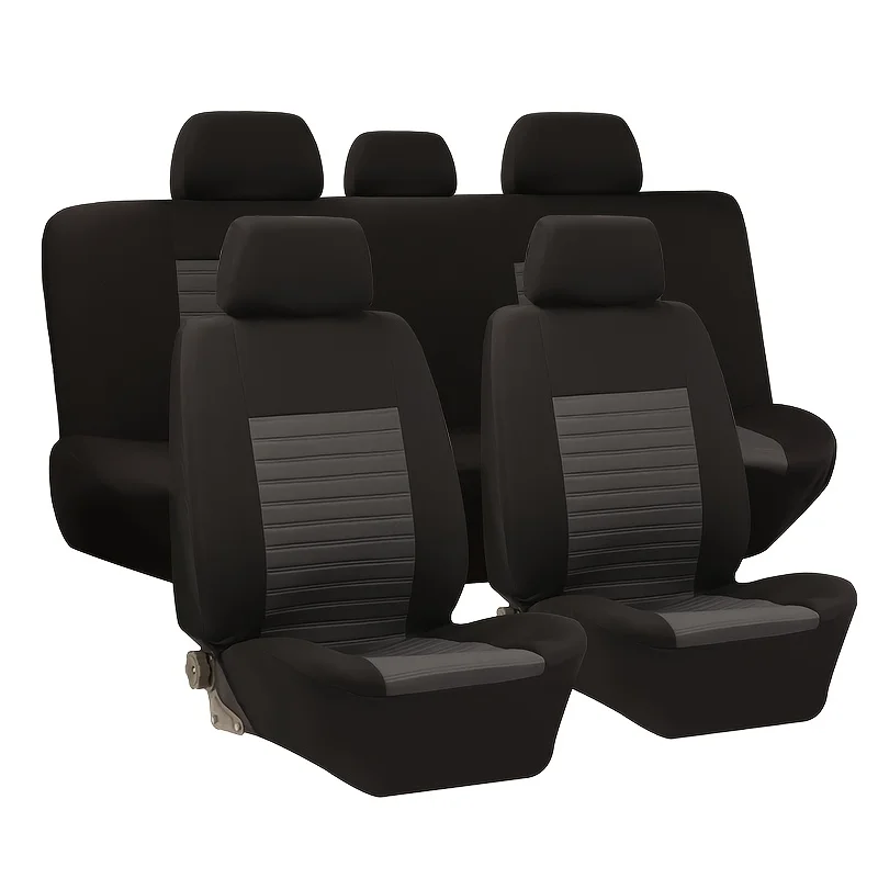 

Stripe Detail Full Coverage 5-Seater Car Seat Covers Thickened & Wear-resistant Breathable Fabric Protects Original Car Seats A