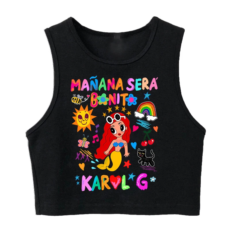 Streetwear Tank Top Vest Crop Top Manana Sera Bonito Bichota Karol G T Shirt Women Graphic T Shirts Trendy Clothing Tee Cropped