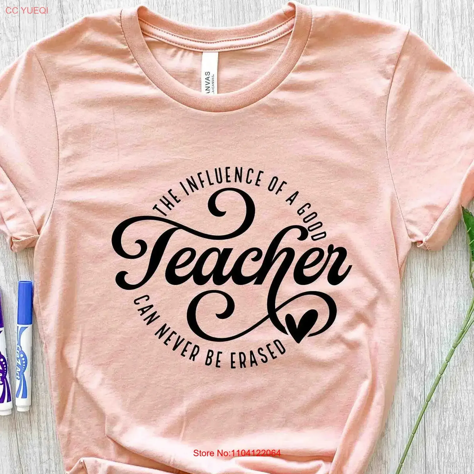 The Influence Of A Good Teacher Can Never Be Erased T Shirt Teacher's Day For Appreciation vintage Washed Casual Stretched