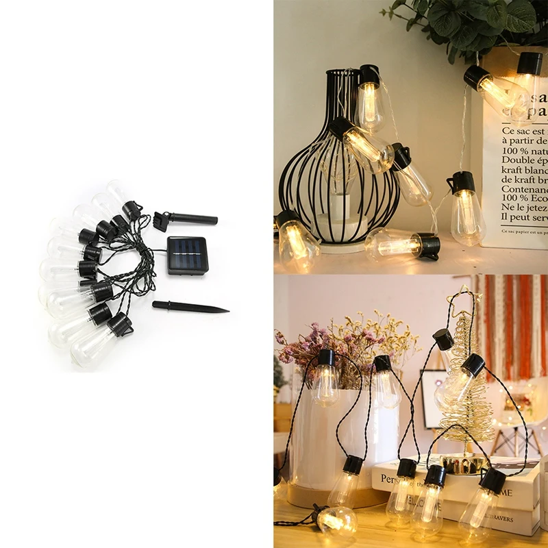 

LED Solar String Lights Outdoor Christmas Decoration Bulb Retro Holiday Garland Garden Furniture Fairy Lamp