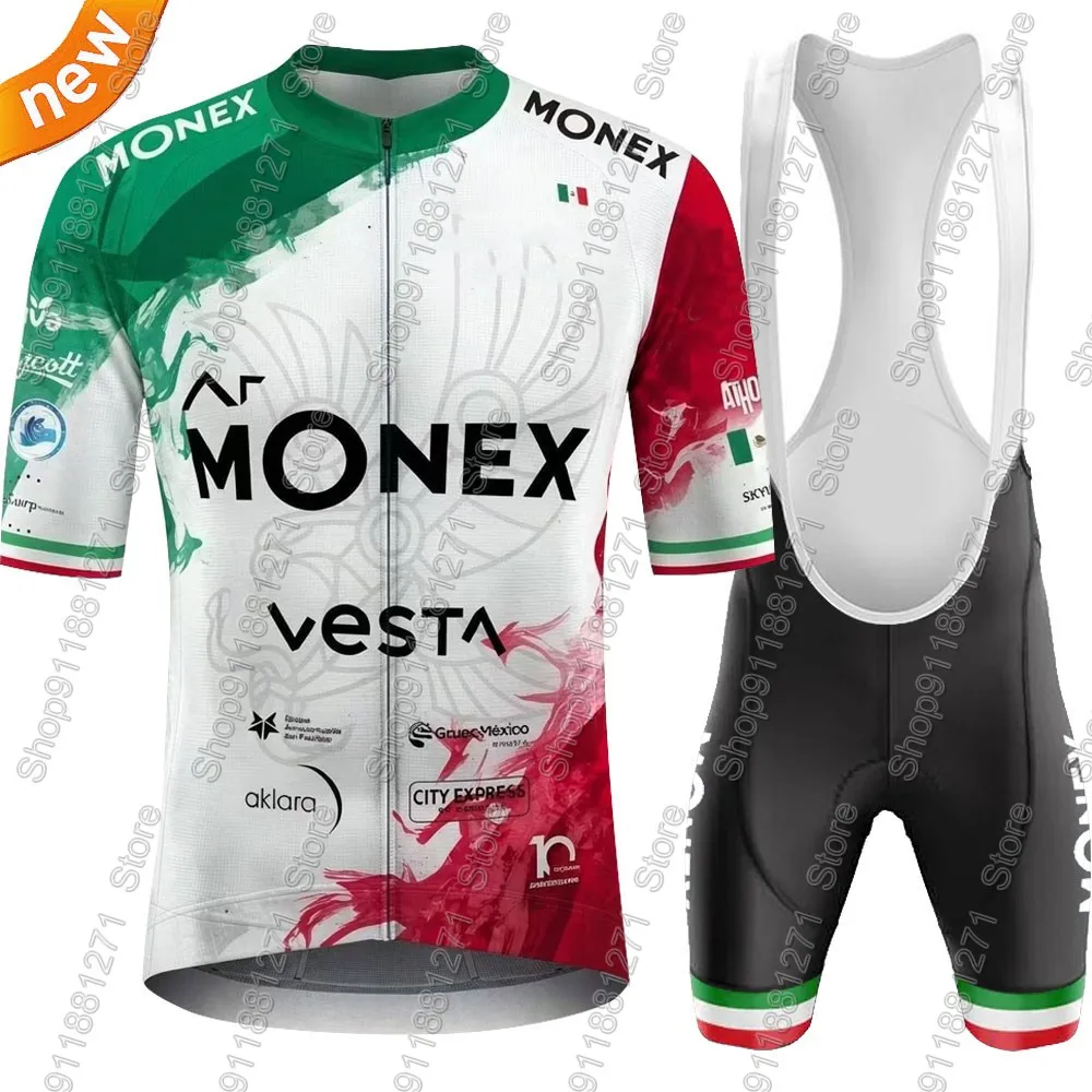 Monex Cycling Jersey 2026 Team Set Summer Short Sleeve Mexican Clothing kits Road Bike Shirts Suit Bicycle Bib Shorts MTB Ropa