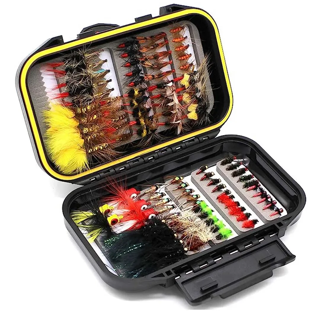 

24-117Pcs Wet Dry Fly Fishing Set Nymph Streamer Poper Emerger Flies Tying Kit Material Lures Fishing Box Tackle for Carp Trout