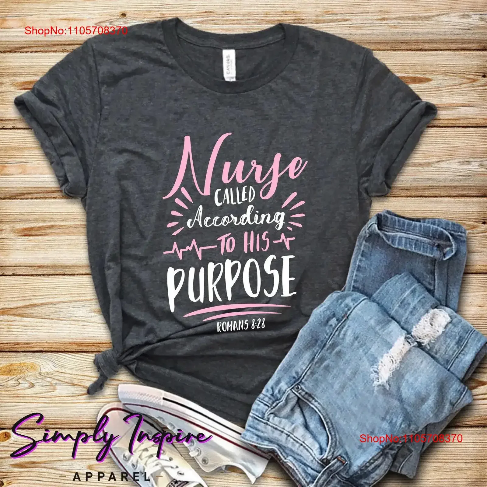 Nurse Called According To His Purpose Romans 8 29 T Shirt for Nurses RN LPN Christian vintage Washed Top For Everyday Wear