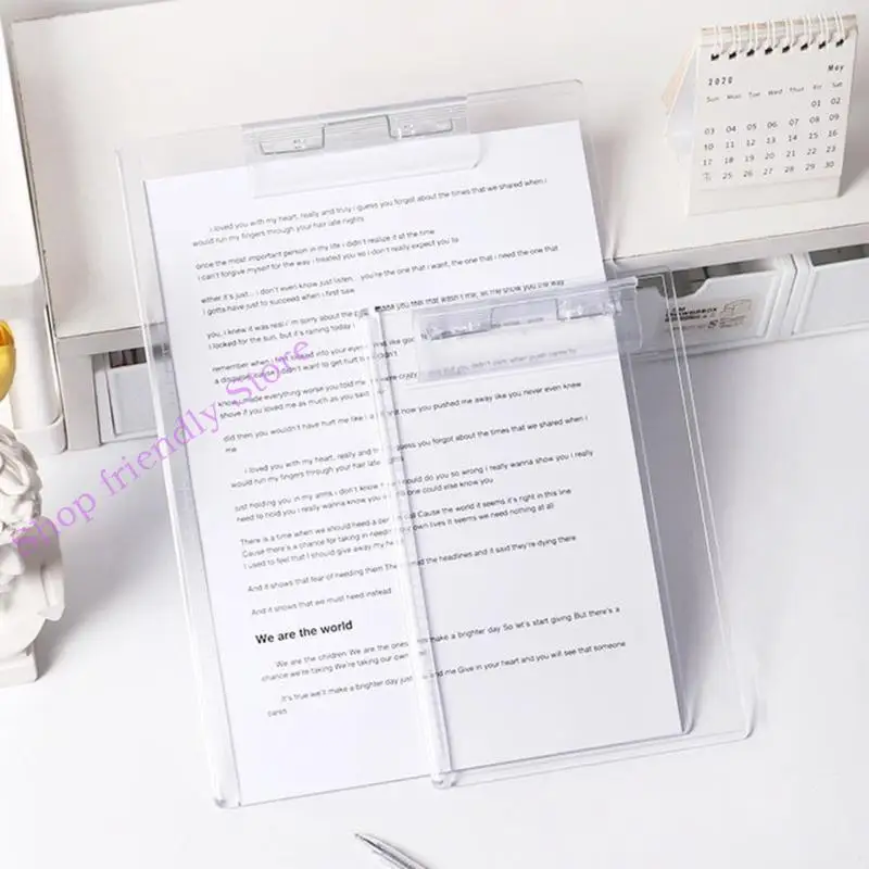 

594A Clipboard, Acrylic Clipboards with Hangs Hole, Size Clipboard Folder for Memos Form Document, Office School