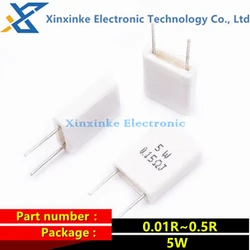 10PCS BPR56 Resistência Cerâmica Não-indutiva 5W 0,01 0,02 0,05 0,1 0,12 0,15 0,22 0,25 0,3 0,47 0,5 ohm Resistência de Cimento 0.1R