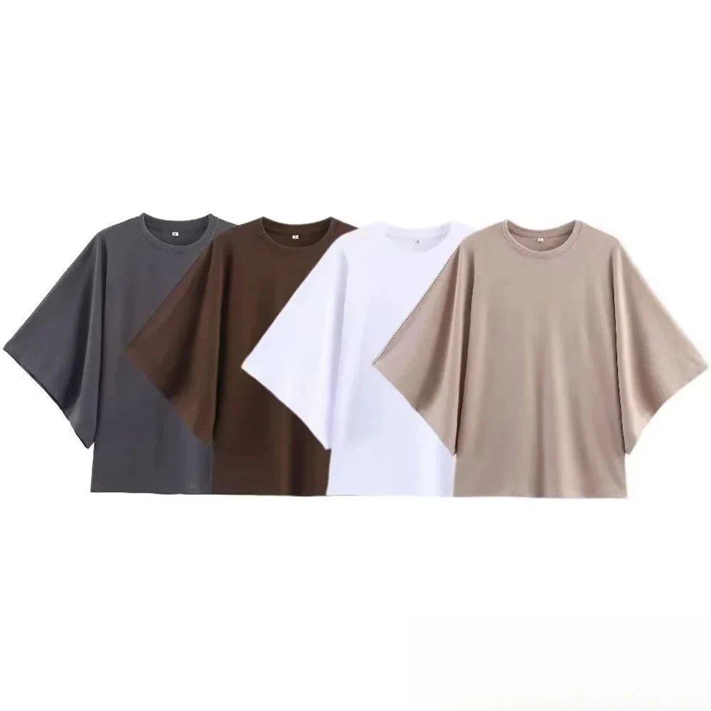

KONDALA Women Fall Minimalist Chic T-Shirt Short Sleeve O-Neck Tops New 2025 Summer Fashion High Street Casual Mujer T-Shirt Top