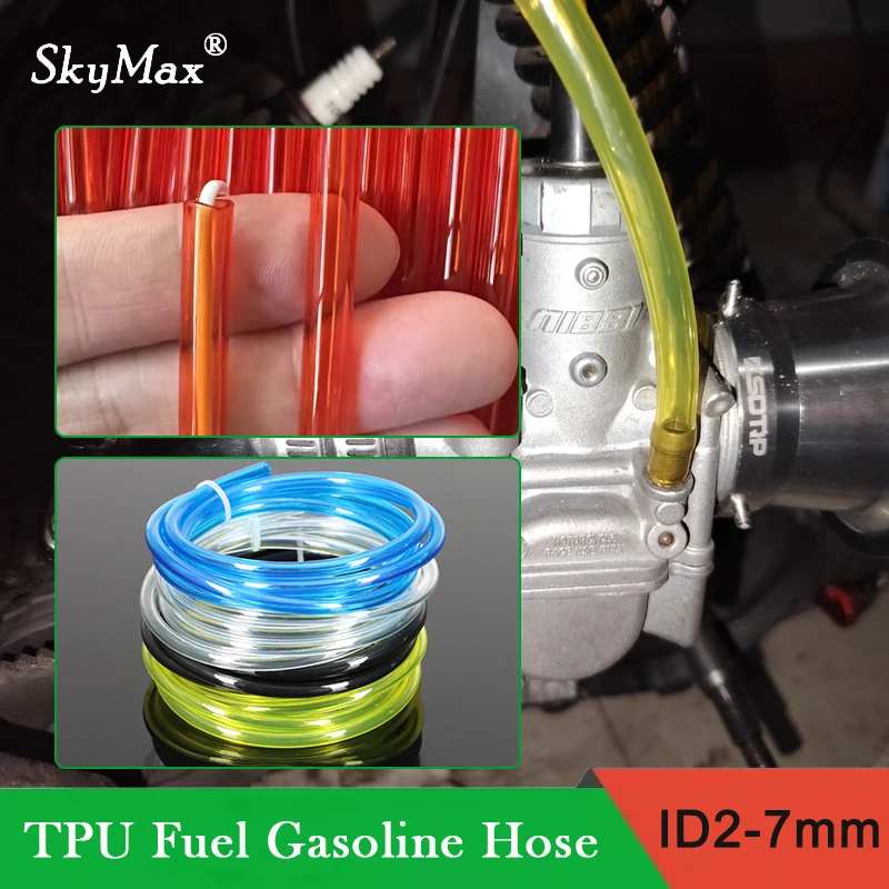 Fuel Hose ID X OD 2x3.5/2x4/2.5x5/3x5/3x6/4x6/5x8/6x8/7x10mm TPU Gas Pipe for Motorcycles Tricycles Lawn Mower Oil Tubing 1~20m