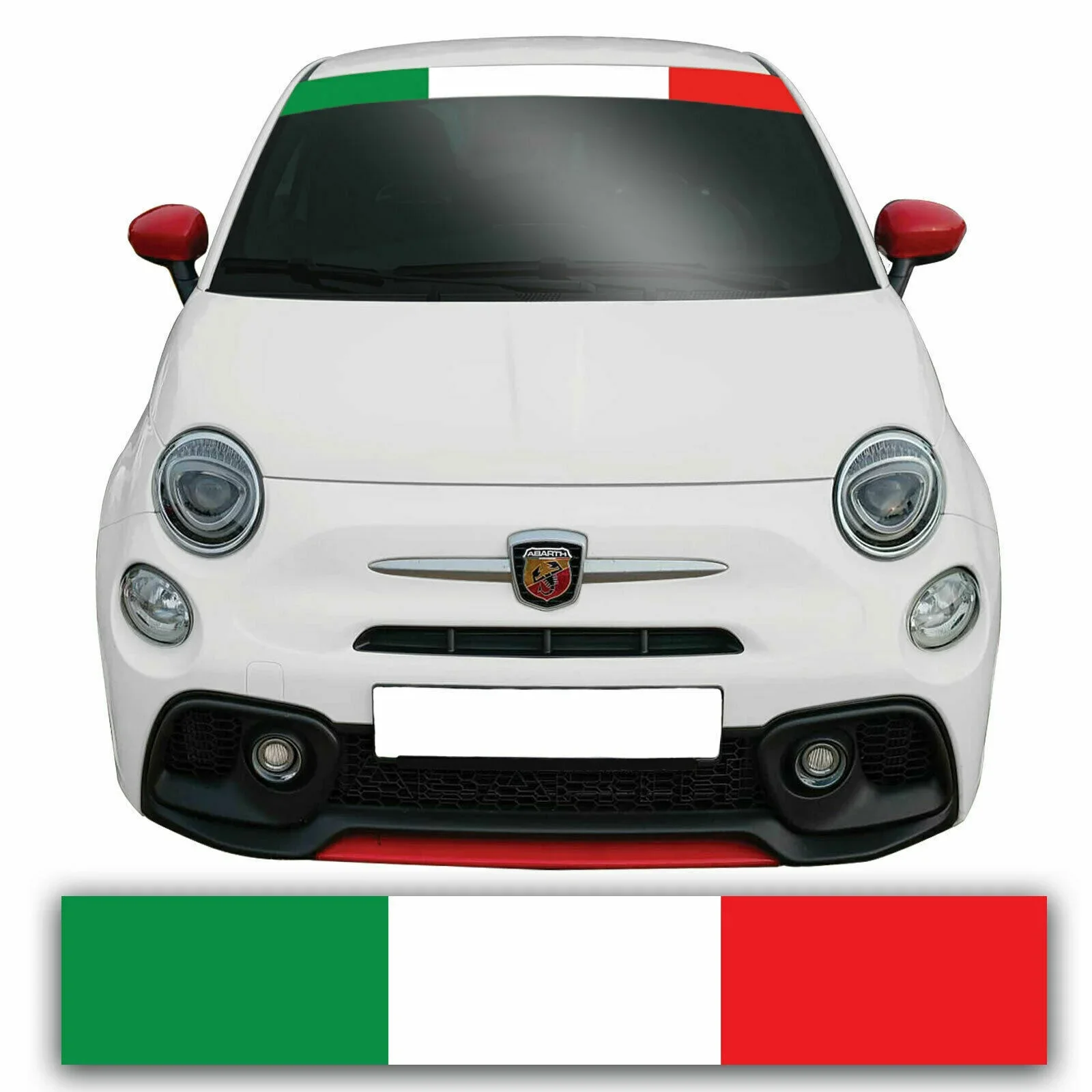 

For Italian Flag Windscreen Sunstrip Fiat Abath 500 595 Vinyl Sticker Banner