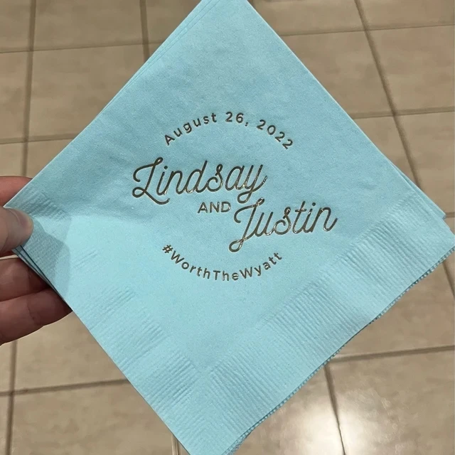 Personalized Party Napkins - Modern Script Names - Cocktail Napkin, Foil Stamped Napkin, Party Decoration, Bridal Shower, Weddin