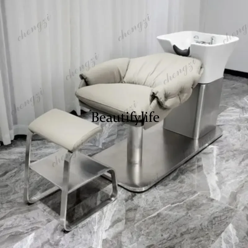 Z138   Lounge Hair Salon Shampoo Chair Barber Stool Ergonomics Comfort Shampoo Chair Modern U Leather Furniture