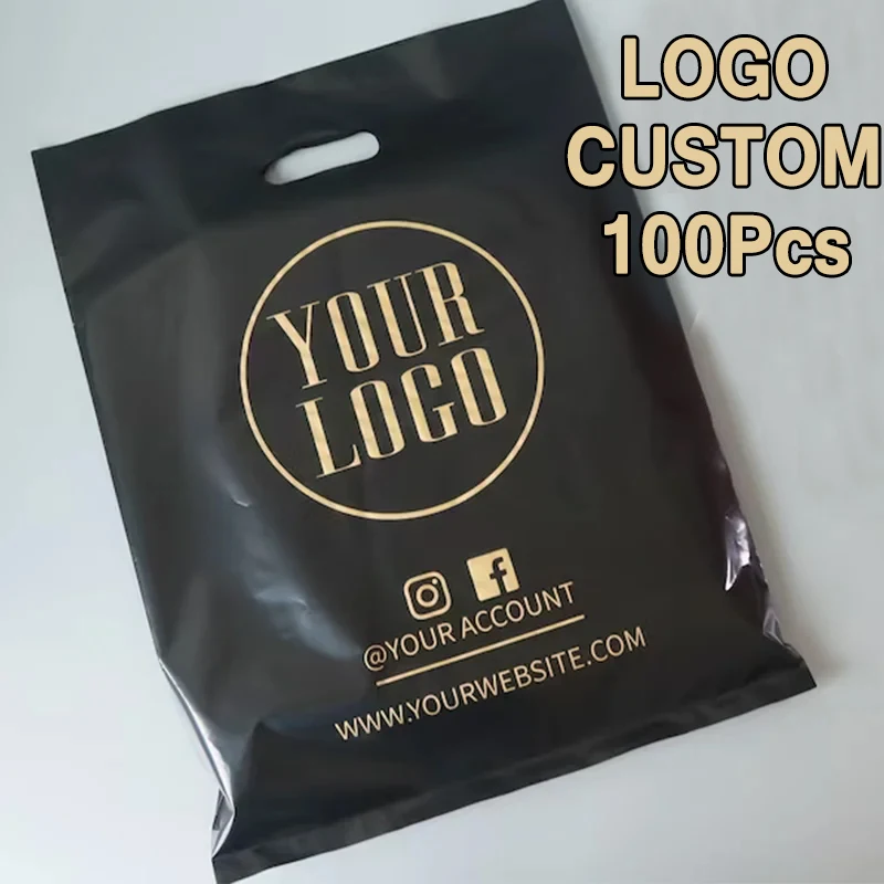 Custom Logo Shop Gift Bags Portable Plastic Bags Shopping Bags Wedding Party Supplies Packaging Bags Printed Shop Name Slogan