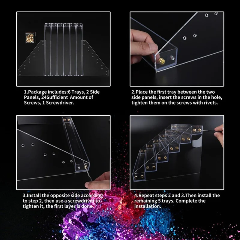 Caja de almacenamiento de pintura acrílica especial de 2X 6 niveles, soporte para pinceles de pintura con 24 ranuras para almacenar botellas de pintura de 2 Oz, tubos de pintura