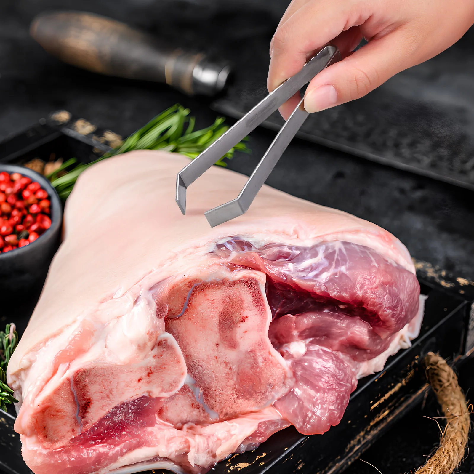 

2Sets Fish Bone Remover Tweezers Stainless Steel Kitchen Tongs Cooking Picker Precision Tips Duck Plucking Barbecue Tools