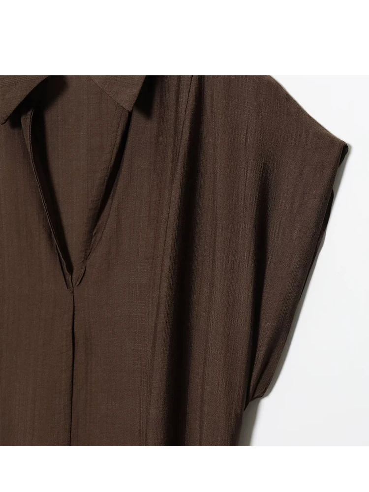 Femmes robe Sexy 2025 été automne nouveau sans manches col en v rides avec ceinture robe femmes mode élégante robe de soirée