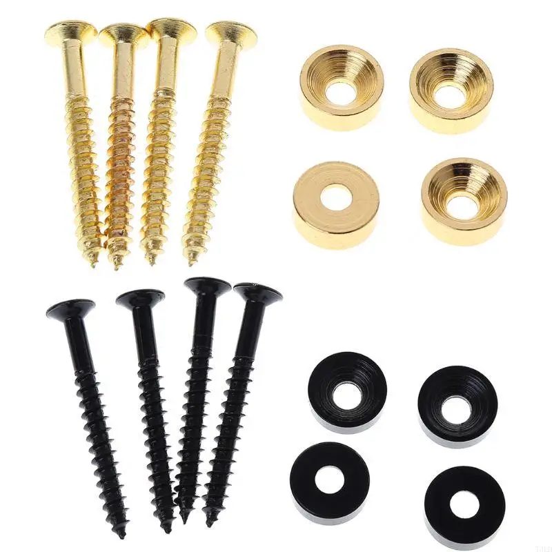 

T3LD 4Pcs Electric Guitar Bass Neck Mounting Ferrules and Screws Guitar Bass Parts