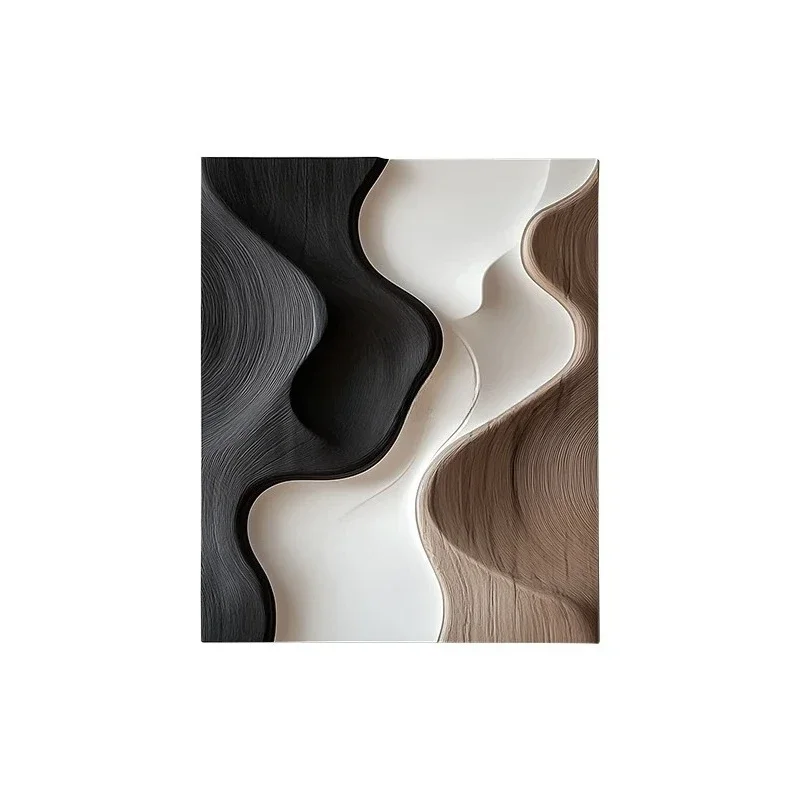 

Italian minimalist living room decorative painting high-end atmosphere abstract wood carving art installation painting
