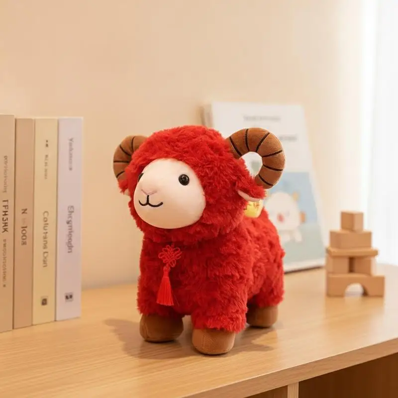 2027 Spring Festival Goat Mascot Plush Toy Cute Zodiac Stuffed Goat Doll 20/25/30cm Lightweight for Kids Daily Play Gift