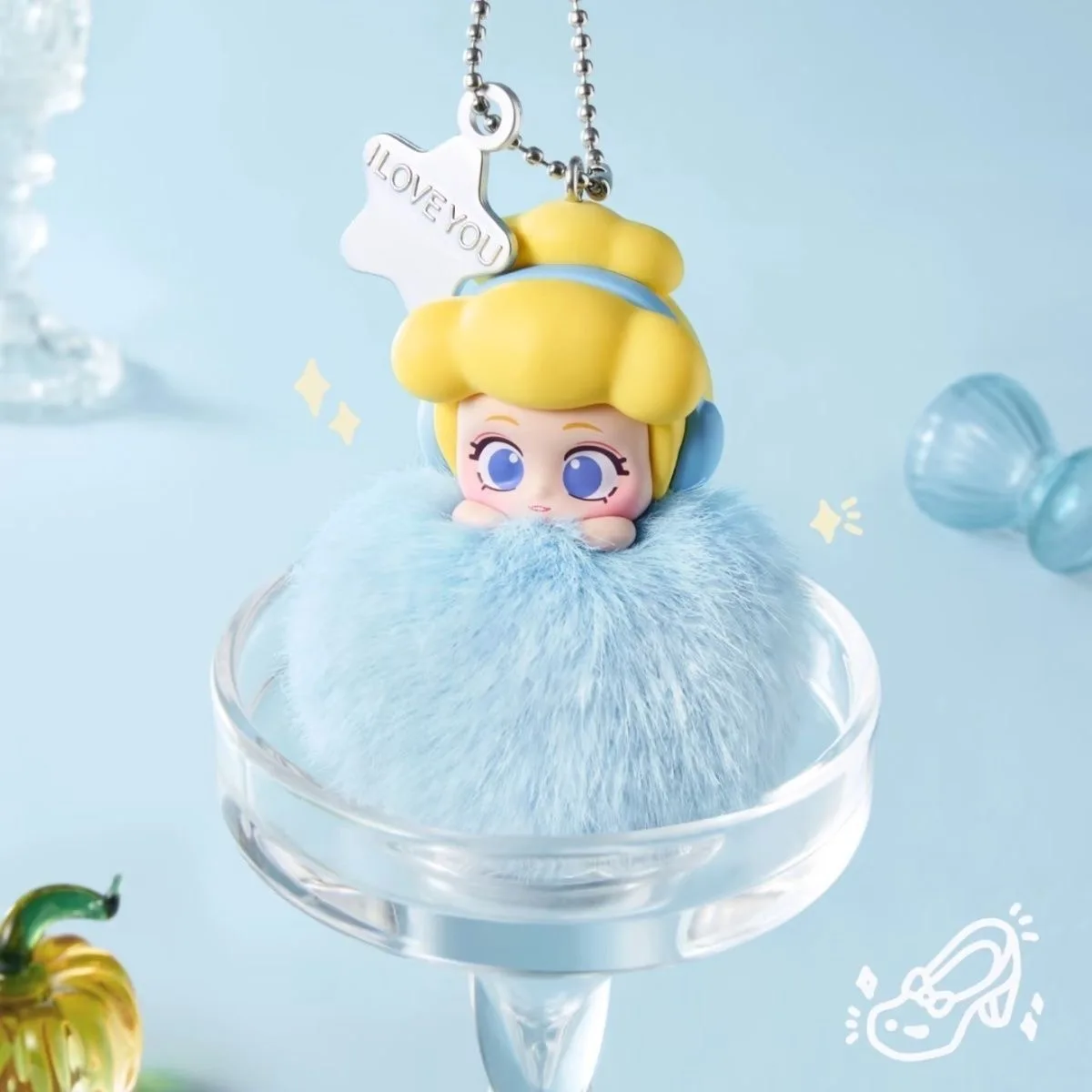 Miniso  Pendant Blind Box Princess And Villain Dreamy Velvet Ball Anime Peripheral Trendy Play Gift Ornament Customized
