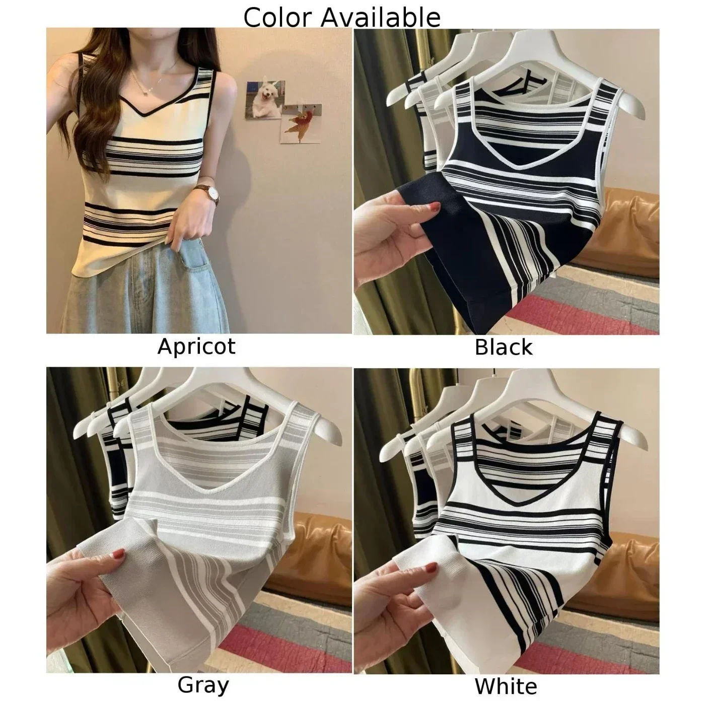 نزهة عادية الاستخدام اليومي محبوك مخطط بروتيل السيدات الصيف أزياء السيدات محبوك بروتيل الملابس العادية طول