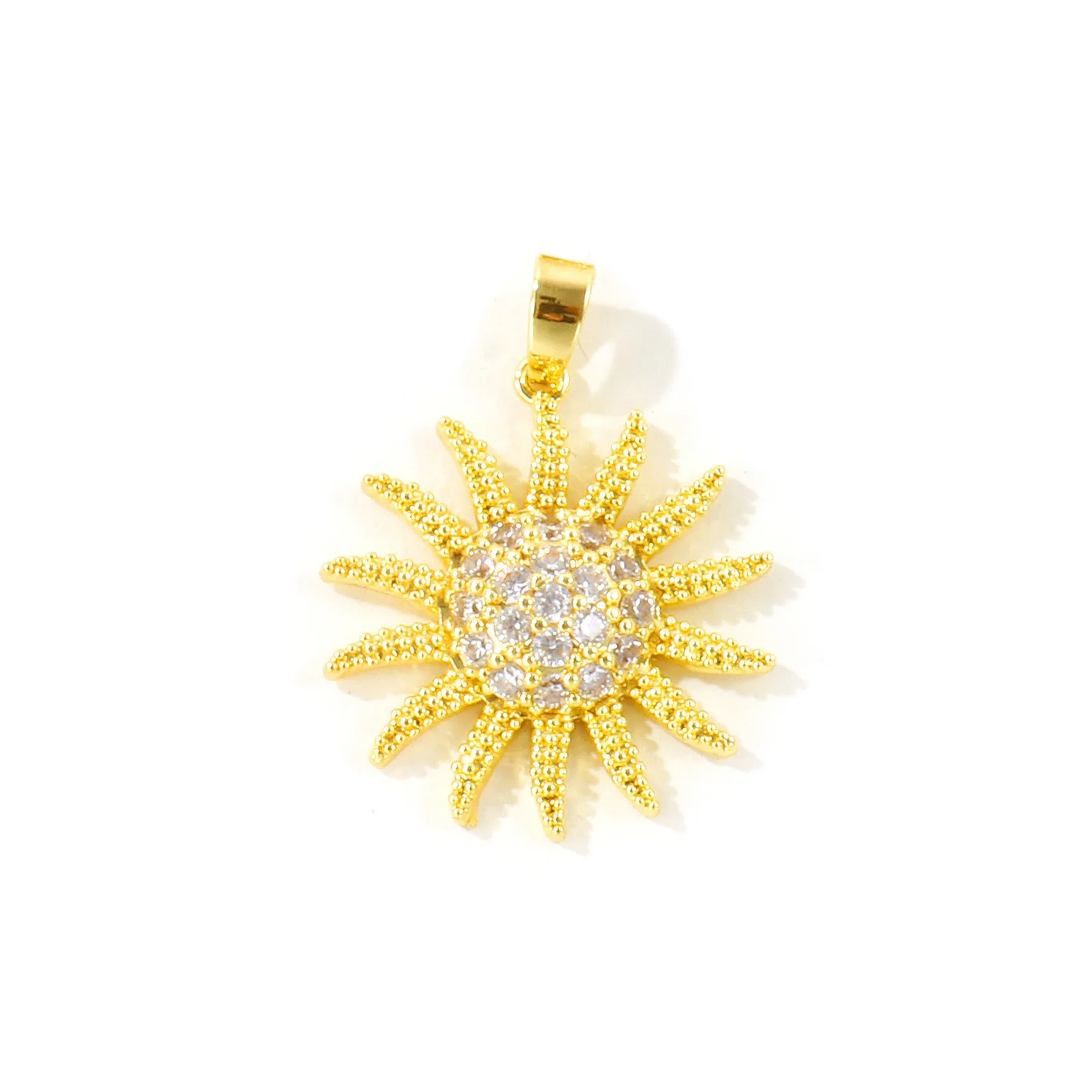 2 Stück Kubische Zirkonia Galaxie-Anhänger Sonne Stern Messing 18K Vergoldet Anhänger für DIY Halskette Armband Schmuckherstellung Großhandel – Detail 6
