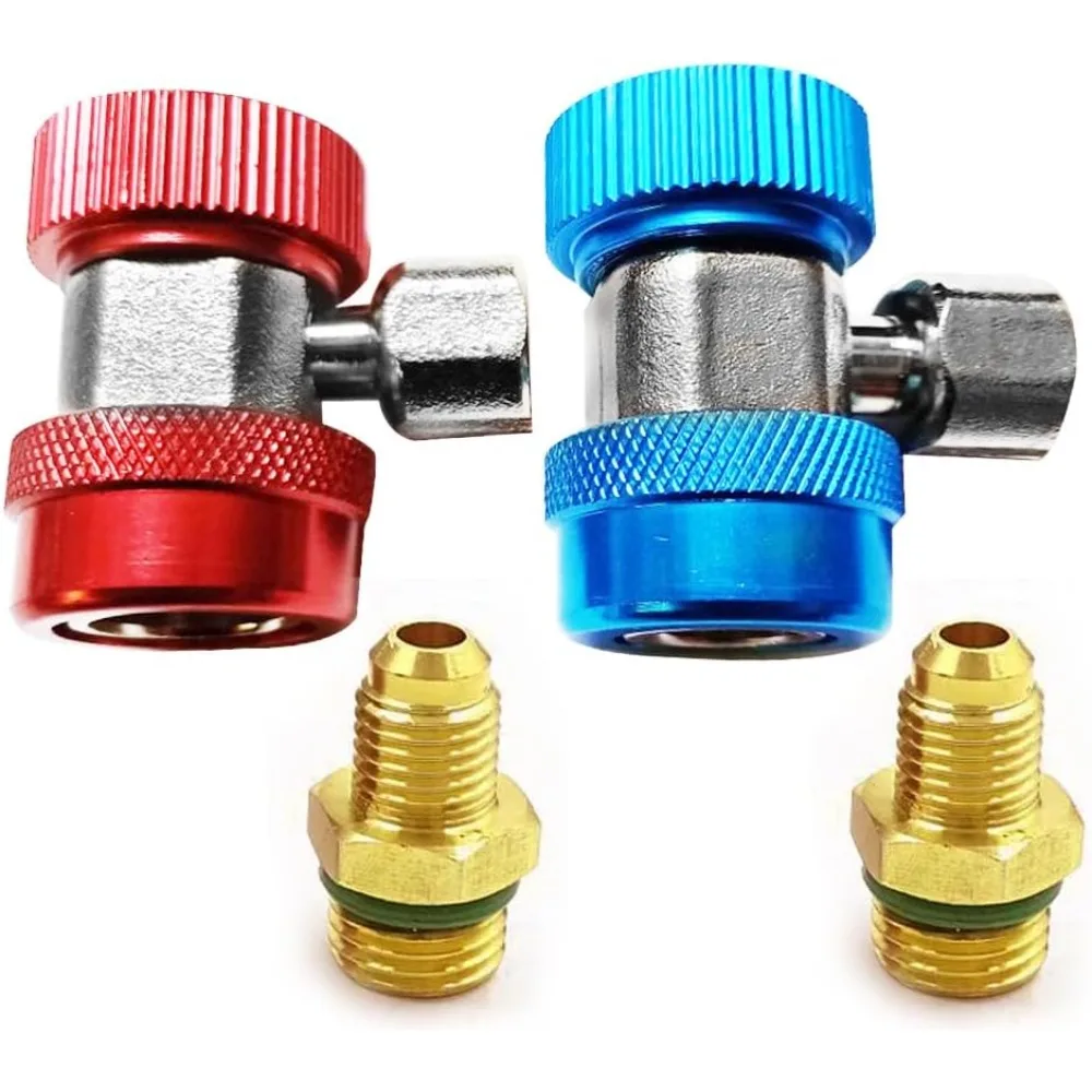 R134a التيار المتناوب محولات المقرنة السريعة 1/4 "SAE ذكر مضيئة عالية منخفضة الفريون المنوع قياس خرطوم تحويل عدة لنظام التيار المتناوب HVAC التلقائي #2