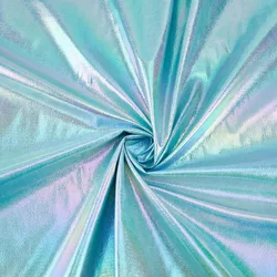 1 Yard Iridescent Fabric Shimmer Sewing Crafting Aquamarine Blue Holograhic Fabric Costume Stage Performance Fabric