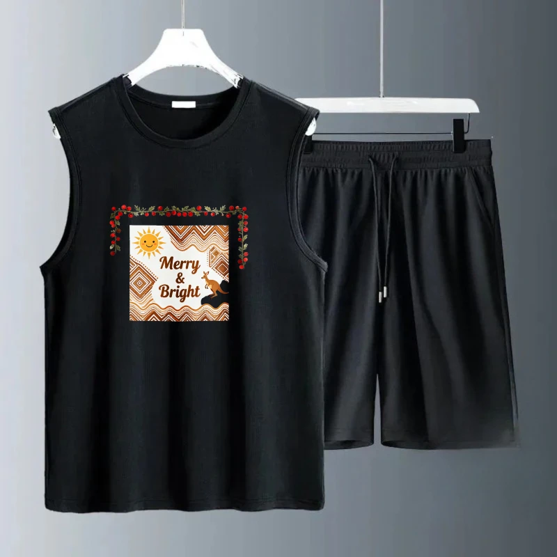 الرجال تانك الأعلى مجموعات Summe موضة البوليستر مجموعة ملابس الرجال مجموعة قصيرة الأكمام + السراويل مجموعة ملابس للرجال تنفس